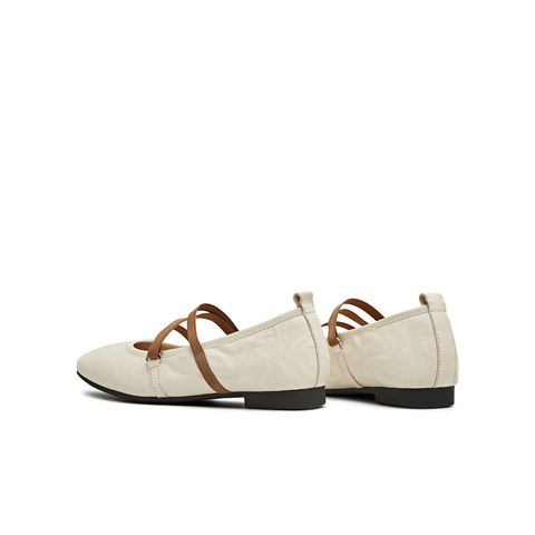 天美意2025秋新款芭蕾法式交叉带纯色复古女玛丽珍鞋KM080CQ5