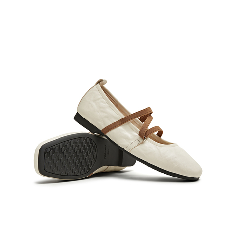 天美意2025秋新款芭蕾法式交叉带纯色复古女玛丽珍鞋KM080CQ5