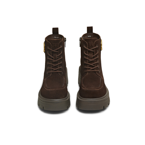 天美意2025冬新款商场同款粗跟复古英伦风短靴女马丁靴CMJ45DD5