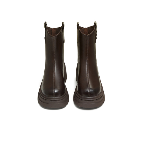 天美意2025冬新款商场同款粗跟复古百搭短靴女时装靴BM091DZ5