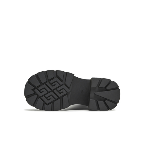 天美意2025冬新款休闲百搭纯色厚底长筒靴袜靴女弹力靴KTX17DG5