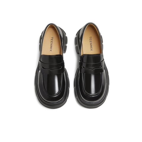 天美意2025秋新款商场同款乐福鞋复古百搭英伦女皮单鞋CFR01CA5