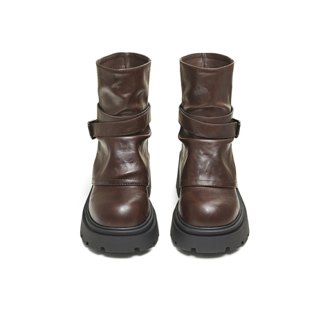 天美意2025冬新款厚底百搭靴子潮流机车街头女弹力靴KNZ15DZ5