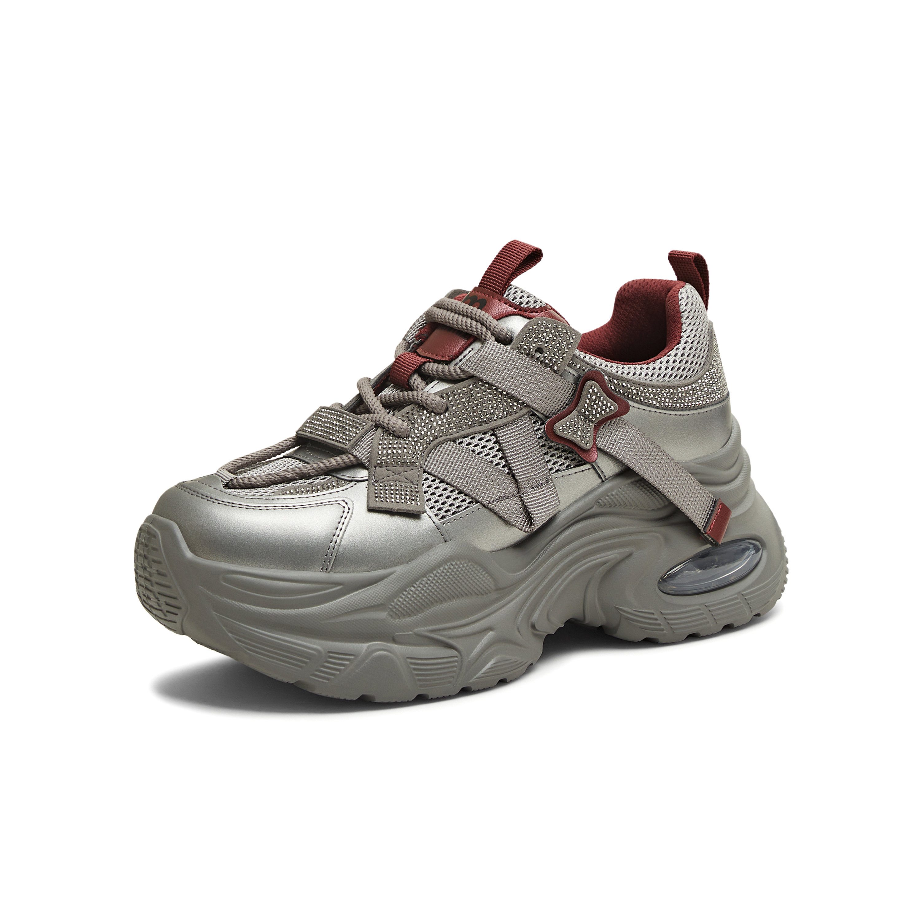 天美意2025冬新款商场同款厚底时尚水钻休闲鞋女老爹鞋BM181DM5