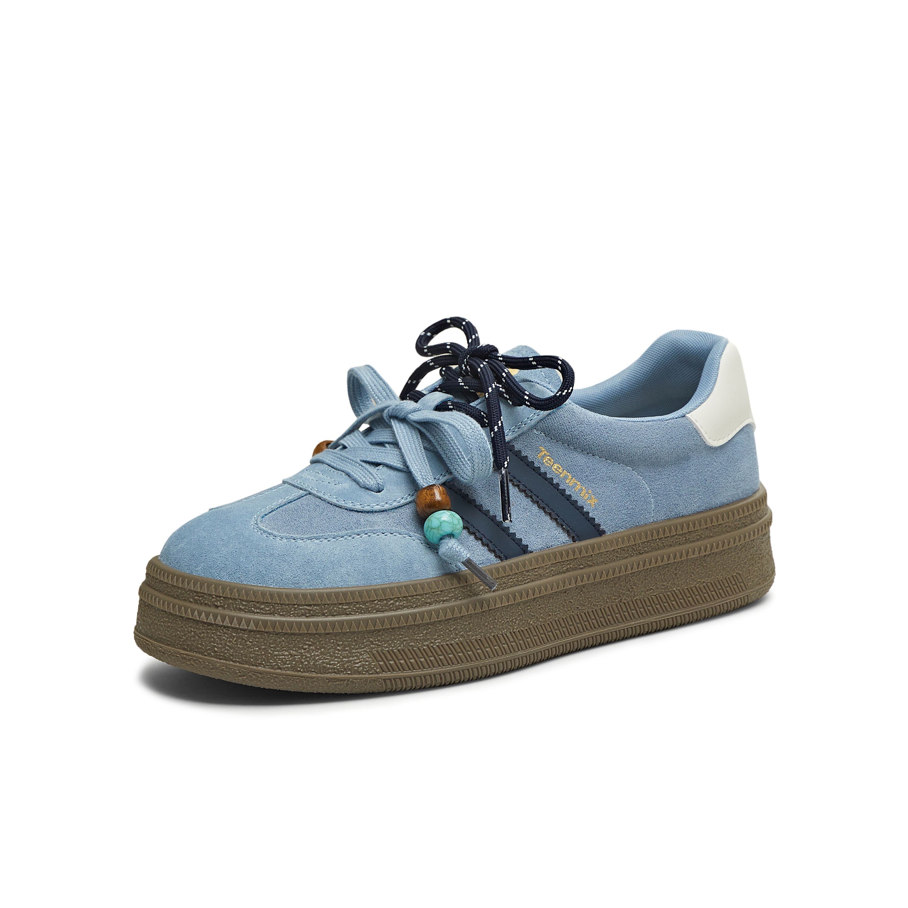 天美意2025冬新款厚底拼色复古百搭阿甘德训鞋女休闲鞋BJ541DM5