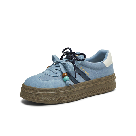 天美意2025冬新款厚底拼色复古百搭阿甘德训鞋女休闲鞋BJ541DM5