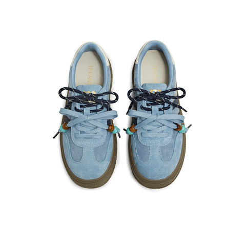 天美意2025冬新款厚底拼色复古百搭阿甘德训鞋女休闲鞋BJ541DM5