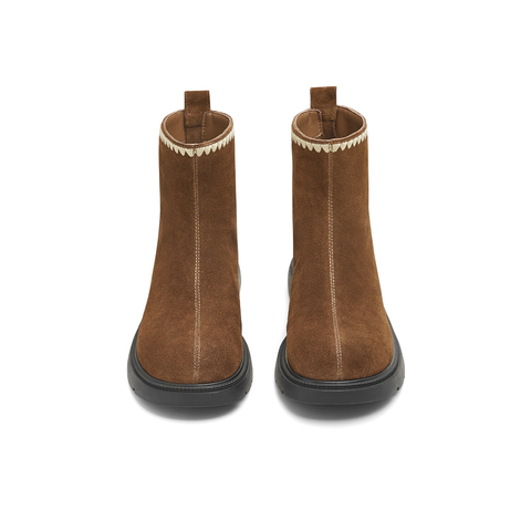 天美意2025冬新款商场同款平跟复古美拉德百搭女时装靴BJ842DD5