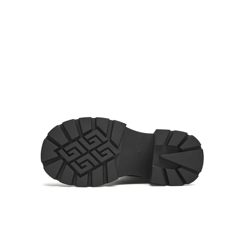 天美意2025冬新款厚底百搭袜靴一脚蹬后拉链女弹力靴KNZ11DZ5