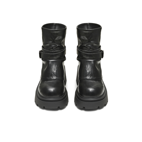 天美意2025冬新款厚底百搭靴子潮流机车街头女弹力靴KNZ15DZ5