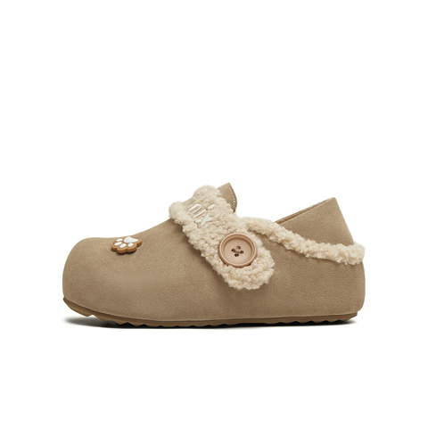 天美意2025冬新款商场同款舒适保暖毛绒单鞋女勃肯鞋BM141DM5