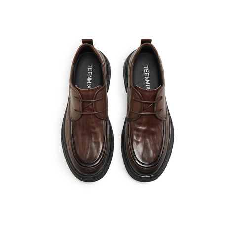 天美意2025冬新款商场同款休闲复古百搭厚底男休闲皮鞋WCC01DM5