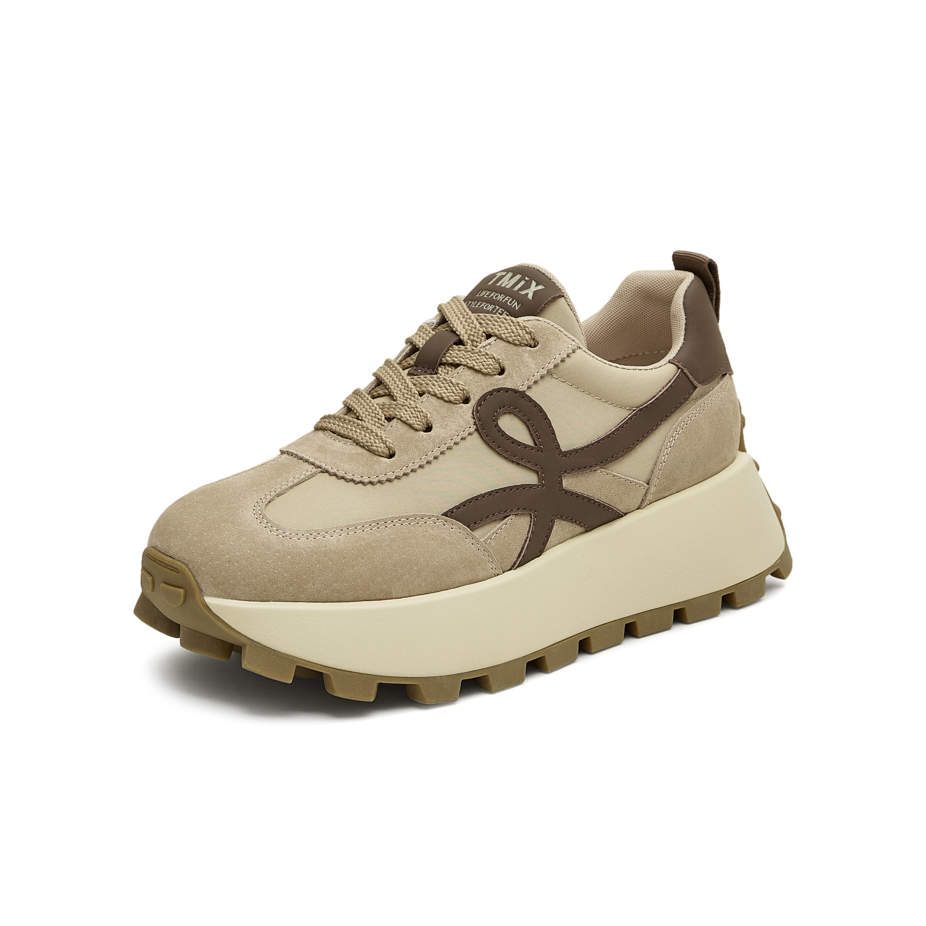 天美意2025秋新款厚底百搭运动潮流复古德训鞋女阿甘鞋KG134CM5