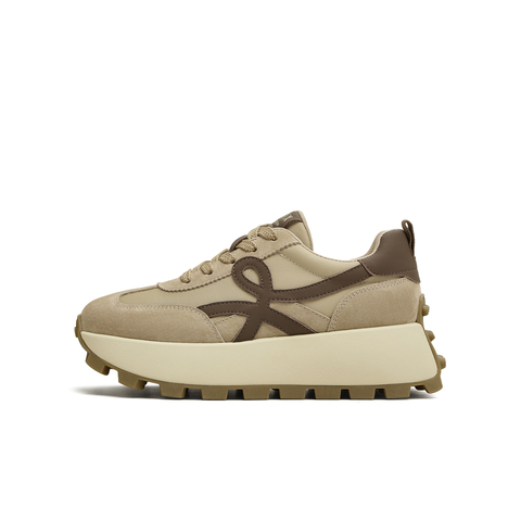 天美意2025秋新款厚底百搭运动潮流复古德训鞋女阿甘鞋KG134CM5