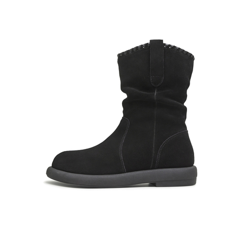 天美意2025冬新款商场同款休闲百搭靴子复古女时装靴BL751DZ5