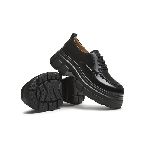 天美意2025秋新款商场同款厚底百搭系带纯色女牛津鞋CFR20CM5