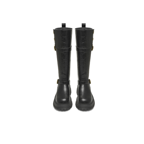 天美意2025冬新款厚底英伦百搭显瘦长靴骑士靴时装女靴KQZ15DG5