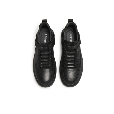 天美意2025冬新款商场同款英伦复古风工装鞋绑带男皮鞋3WX01DM5