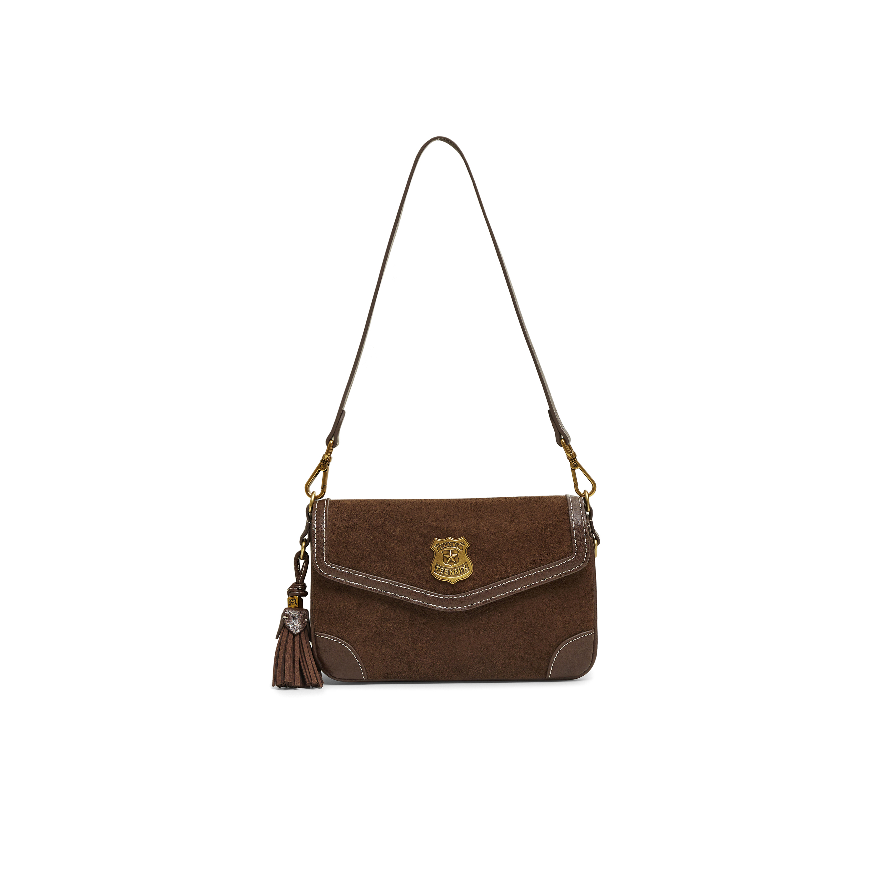 天美意2025冬新款商场同款斜挎包纯色百搭复古女单肩包X3201DX5