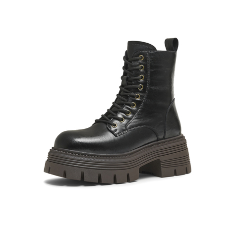 天美意2025冬新款商场同款系带短靴户外潮流女马丁靴BL681DZ5