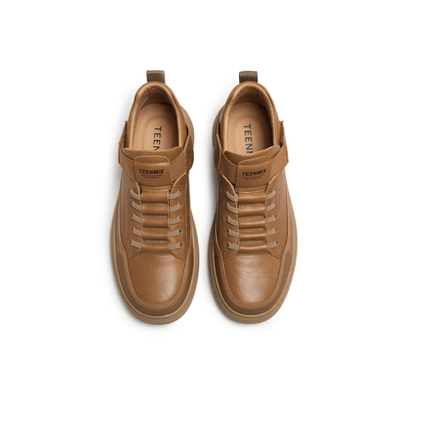 天美意2025冬新款商场同款英伦复古风工装鞋绑带男皮鞋3WX01DM5