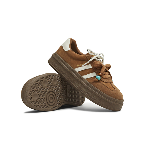 天美意2025冬新款厚底拼色复古百搭阿甘德训鞋女休闲鞋BJ541DM5