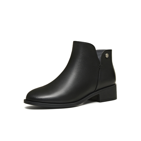 天美意2025冬新款商场同款厚底复古百搭短靴女时装靴CSV46DD5