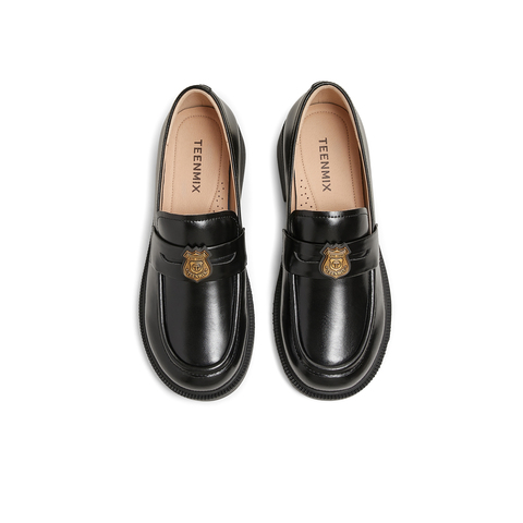 天美意2025秋新款商场同款复古乐福鞋英伦女皮单鞋CNG30CA5