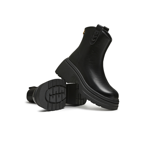 天美意2025冬新款商场同款粗跟复古百搭短靴女时装靴BM091DZ5