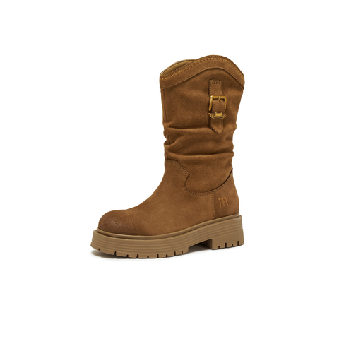 天美意2025冬新款厚底复古潮流百搭长筒靴显瘦女西部靴CQ964DS5