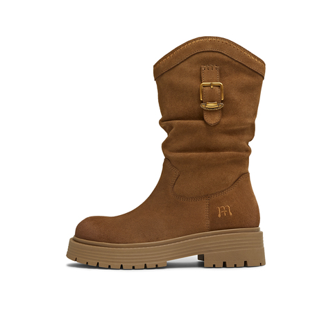 天美意2025冬新款厚底复古潮流百搭长筒靴显瘦女西部靴CQ964DS5