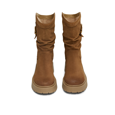 天美意2025冬新款厚底复古潮流百搭长筒靴显瘦女西部靴CQ964DS5