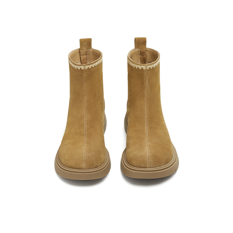 天美意2025冬新款商场同款平跟复古美拉德百搭女时装靴BJ842DD5