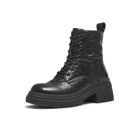 天美意2025冬新款商场同款粗跟擦色英伦短靴女马丁靴BL711DD5