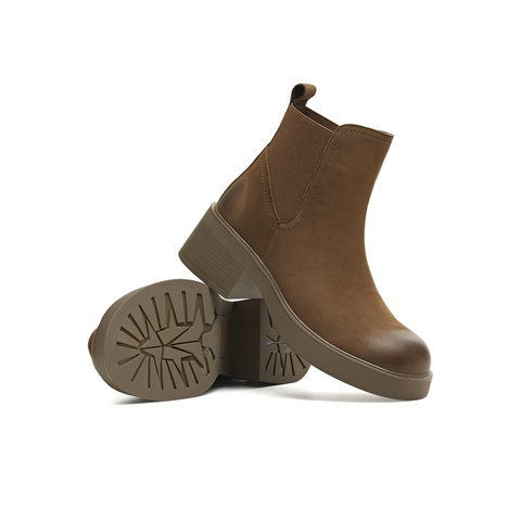 天美意2025冬新款商场同款粗跟休闲经典百搭女切尔西靴BL721DD5