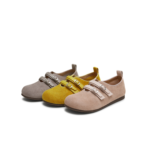 天美意2025秋新款纯色平底复古百搭潮流休闲女勃肯鞋KK058CA5