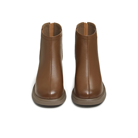 天美意2025冬新款商场同款百搭复古厚底纯色女时装靴BL731DD5