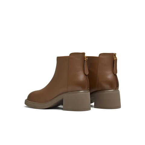 天美意2025冬新款商场同款百搭复古厚底纯色女时装靴BL731DD5