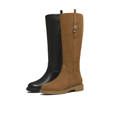 天美意2025冬新款商场同款高直筒显瘦百搭厚底女骑士靴BL971DG5