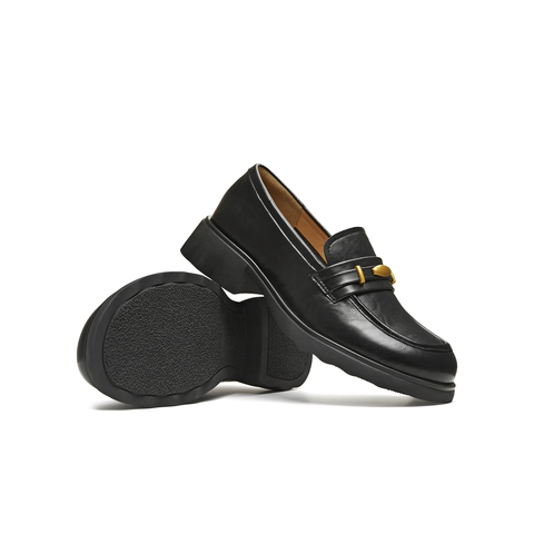 天美意2025秋新款厚底英伦复古休闲百搭乐福鞋女鞋KE082CA5