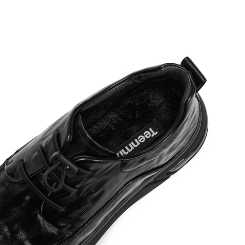 天美意2025冬新款商场同款纯色系带百搭复古男休闲皮鞋WNA01DM5