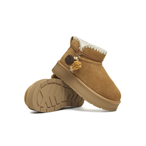 天美意2025冬新款商场同款保暖棉鞋厚底短靴女雪地靴BM301DD5