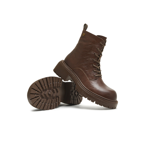 天美意2025冬新款系带复古百搭短靴户外潮流女马丁靴KDX20DZ5