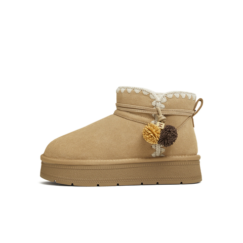 天美意2025冬新款商场同款保暖棉鞋厚底短靴女雪地靴BM301DD5