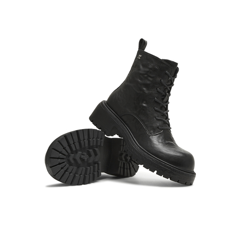 天美意2025冬新款系带复古百搭短靴户外潮流女马丁靴KDX20DZ5