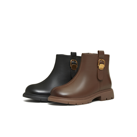 天美意2025冬新款商场同款百搭复古潮流纯色女时装靴BL671DD5