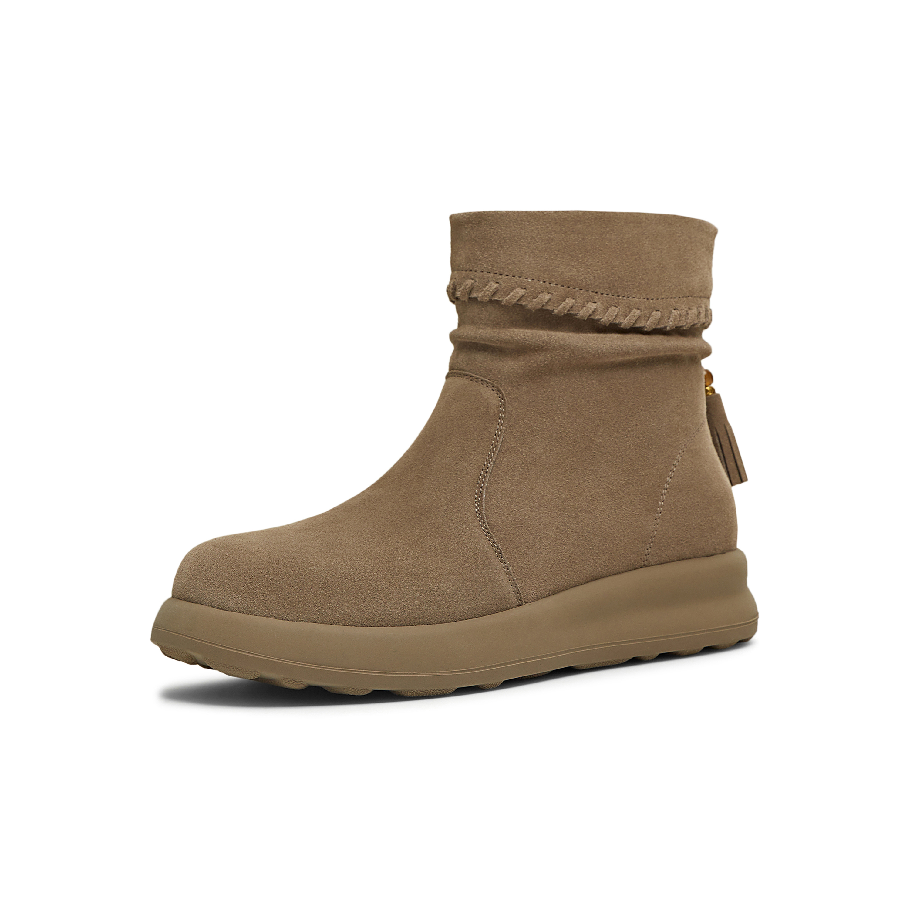 天美意2025冬新款商场同款厚底简约百搭短靴女时装靴KNZ26DD5