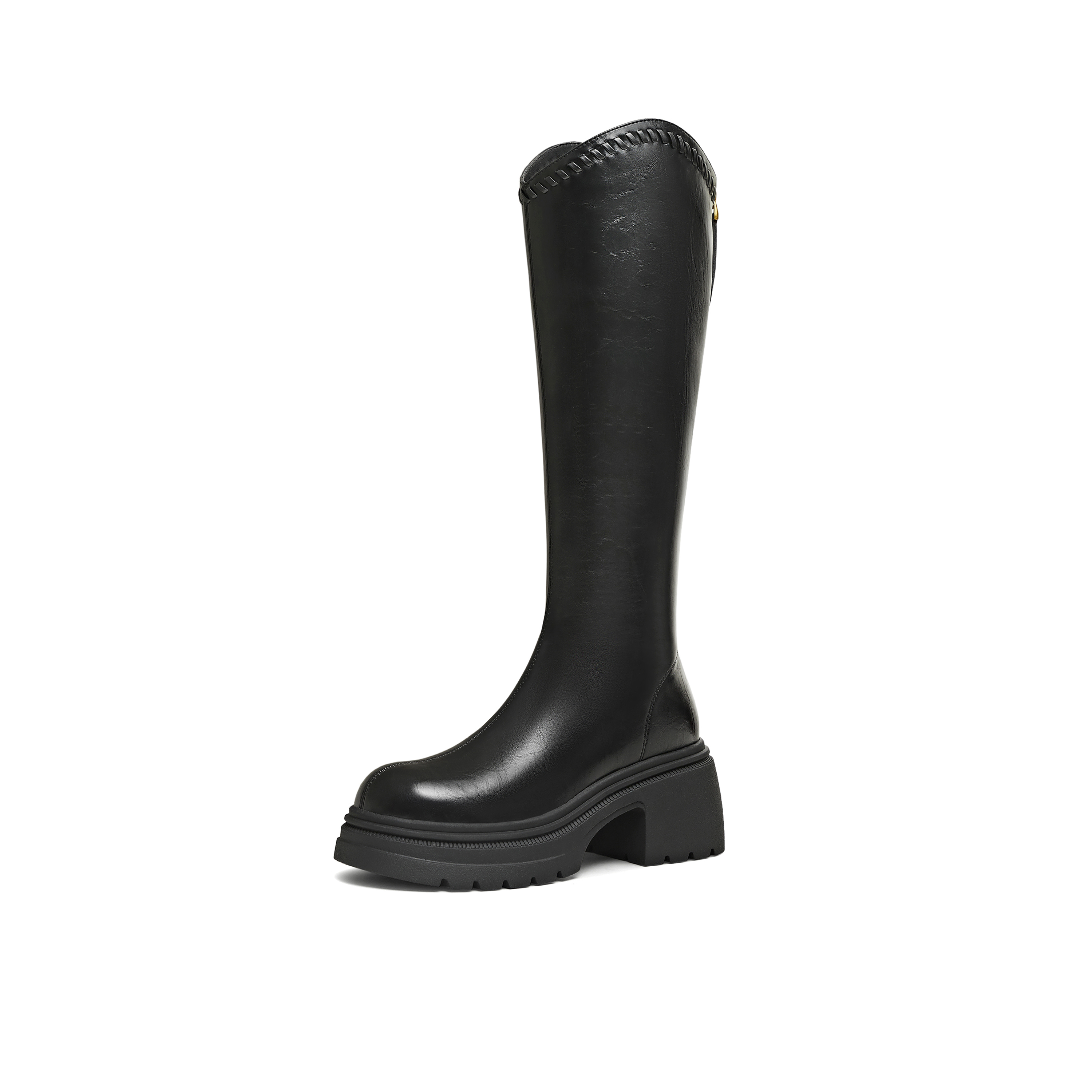 天美意2025冬新款商场同款高直筒显瘦百搭厚底女骑士靴BL641DG5