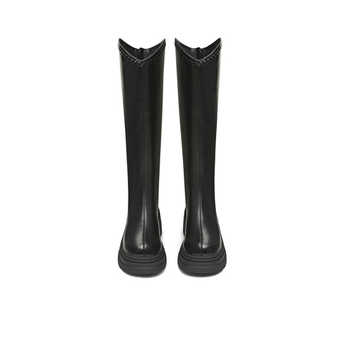 天美意2025冬新款商场同款高直筒显瘦百搭厚底女骑士靴BL641DG5