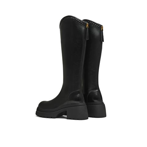 天美意2025冬新款商场同款高直筒显瘦百搭厚底女骑士靴BL641DG5